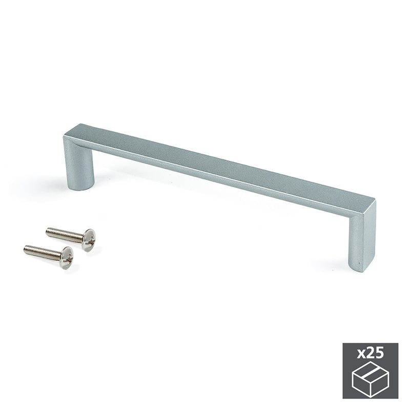 Maniglie per Mobile Interasse 128 mm Zama Grigio Metallizzato 25 Pezzi Emuca