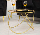 Tavolinetto Ring Ø60x45 cm in Ferro MDF e Specchio Nero e Oro
