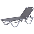 Lettino Prendisole in Alluminio con Schienale Reclinabile a 5 Livelli 163x58,5x91 cm  Argento