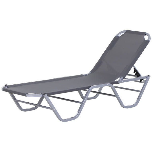 Lettino Prendisole in Alluminio con Schienale Reclinabile a 5 Livelli 163x58,5x91 cm Argento sconto