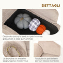 Cuccia Divano per Cani con Vano Contenitore 80x40x46 cm Rivestimento Morbido Beige 