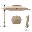 Ombrellone a Sbalzo Inclinabile con Manovella 415x293x270 cm con Base a Croce Cachi