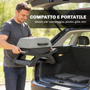 Barbecue Elettrico 2300W Portatile da Tavolo con Ripiani Laterali in Acciaio e Ghisa Nero      