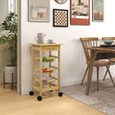 Carrello Cucina con Cassetto e 3 Cestini a Rete Metallica 37x37x76 cm in Legno