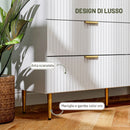 Cassettiera 6 Cassetti Moderna 120x40x76,5 cm con Maniglie Dorate in MDF e Truciolato Bianco      