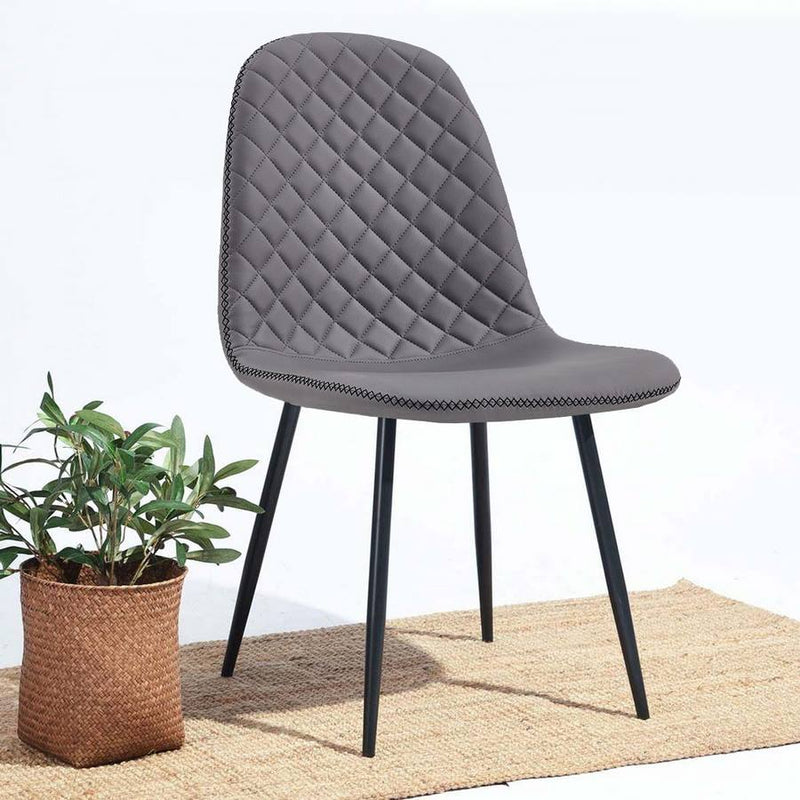 Set 4 Sedie 43x42x86 cm in Similpelle Trapuntata Bella Grigia