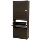Scarpiera 4 Ante 63x24x150 cm a Doppia Profondità con Maniglie a Scomparsa in MDF Noce      