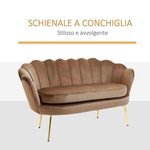 Wohnzimmersofa 122x73x78 cm 2 Sitze in Samtschale Sitz Lola Braun online
