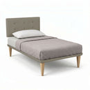 Letto 1 Piazza e Mezza con Rete Rivestita Similpelle Cappuccino Tessis Testata Button Varie Misure
