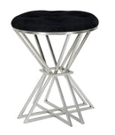 Sgabello Oslo Ø40x50 cm in Ferro e MDF e Spugna e Poliestere Argento e Nero