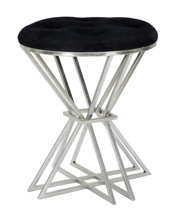 Oslo Hocker Ø40x50 cm aus Eisen und MDF und Schwamm und Polyester Silber und Schwarz acquista