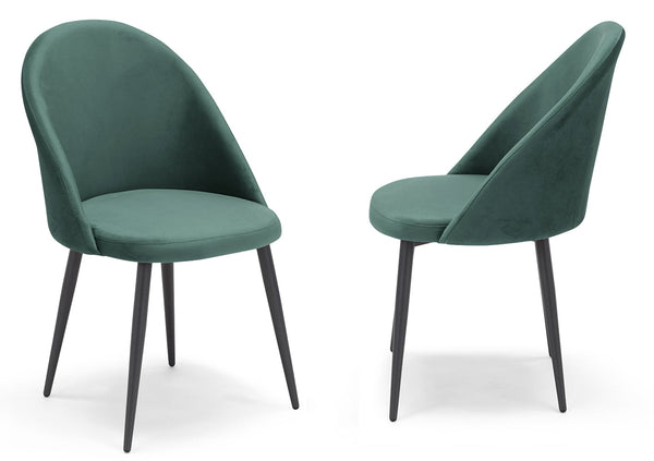 sconto Set 2 sedie Imbottite 51x58x87 cm In Tessuto Tiffany Lola Petrolio