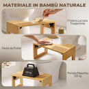 Sgabello da Toilette Pieghevole 42,5x25x20 cm Poggiapiedi per WC con Piedini Antiscivolo in Bambù Rovere      