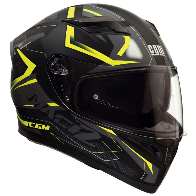Casco Integrale per Scooter Visiera Lunga CGM Mach 2 316G Giallo Fluo Opaco Varie Misure