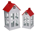 Set 3 Lanterne in Metallo tetto rosso