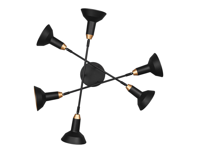 Plafoniera da Interno Attacco E14 in Metallo Nero Opaco