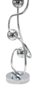 Lampada da Tavolo Argento Ball Ø33x67 cm in Ferro PVC e Tessuto Argento e Nero