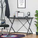 Scrivania da Ufficio Compatta 100x60x75,5 cm in Metallo e MDF Nera