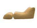 Poltrona Pouf Chaise Longue con Poggiapiedi in Poliestere Beige Avalli