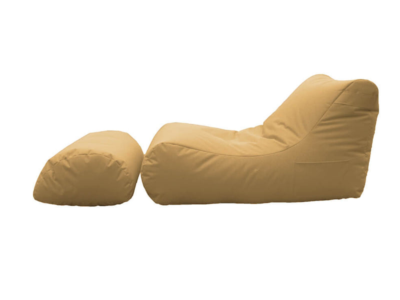 Poltrona Pouf Chaise Longue con Poggiapiedi in Poliestere Beige Avalli