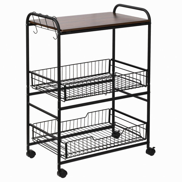 prezzo Küchenwagen 60 x 38 x 85,5 cm aus Holz und schwarzem Metall