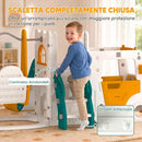 Set Scivolo Bambini 7 in 1 186x176x86 cm con Altalena Scaletta Tunnel Contenitore e Gradini Antiscivolo in HDPE Bianco      