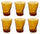 Set 6 Crumpled Glasses 36 cl Ø9 cm in Kaleidos Amber Pressed Glass
