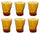 Set 6 Crumpled Glasses 36 cl Ø9 cm in Kaleidos Amber Pressed Glass
