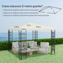 Copertura per Gazebo Pergola 298L x 298P cm in Tessuto Oxford 600D Bianco Crema   
