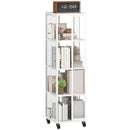 Libreria Moderna a 4 Ripiani 35x35x129 cm con Ruote in Metallo a Rete Bianco  