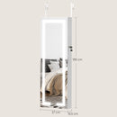 Armadietto Portagioie da Parete o Porta 37x10,5x108 cm Specchio Interno e Luci LED con Serratura e Chiave in MDF Bianco      