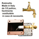 Fontana Decorativa da Esterno con Base in Cemento e Rubinetto in Ottone45x45x97 cm Effetto Corten