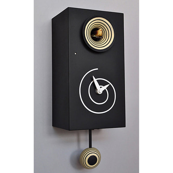 Wandkuckucksuhr 13X25X12Cm Pirondini Italia Spirale Schwarz sconto