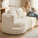 Divano modulare 3 Posti 260x106x82 cm con Seduta Ampia e Cuscini in Chenille Crema      