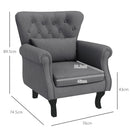 Poltrona da Salotto Vintage in Tessuto con Cuscino Lombare e Imbottitura 76x74,5x89,5 cm Grigio Scuro