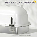 Lettiera Gatto Chiusa L 52,4x41,3x39,9 cm con Maniglia Paletta Pacchetto Deodorante e Antiperdita in Acciaio Inox e ABS Bianco      