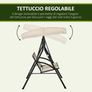 Dondolo 2 Posti 140x118x162 cm in Acciaio e Poliestere Beige