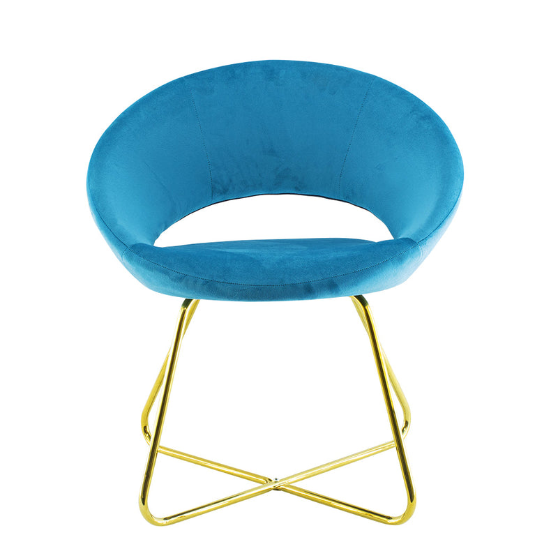 Poltrona Imbottita 66x65x68 cm in Tessuto Effetto Velluto Blu