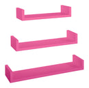 Set 3 Mensole da Parete 60-50-40x15,5x8 cm in Fibra di Legno Calamita Fuxia