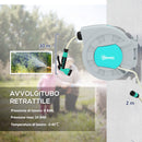 Avvolgitubo Automatico a Parete e Portatile Lunghezza 30+2 m con Sistema di Blocco e 7 Getti Verde e Grigio    