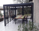 Pergola da Giardino 3,6x3 m in Alluminio con 4 Pannelli Moucharabieh e Doghe Orientabili Grigio Antracite 