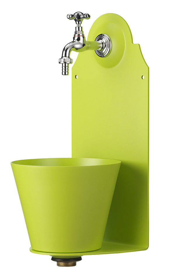 Gartenwandbrunnen mit Belfer 42/PR Acid Green Wasserhahn sconto