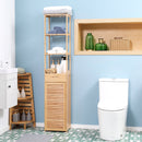 Mobile Bagno Alto 3 Ripiani 1 Cassetto e 1 Armadietto 32x30x163 cm in Bambù color Legno