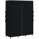 Armadio in Tessuto Salvaspazio 130x45x167 cm con 3 Aste 3 Ripiani 6 Tasche Laterali Ante Antipolvere con Zip in Tessuto Non Tessuto Nero      