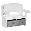 Cassapanca Banchetto Scuola per Bambini 2 in 1 60x43x57 cm con 2 Cassetti Bianca