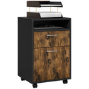 Cassettiera Portadocumenti da Ufficio Ripiano e 2 Cassetti 40x35x60 cm Marrone e Nero 