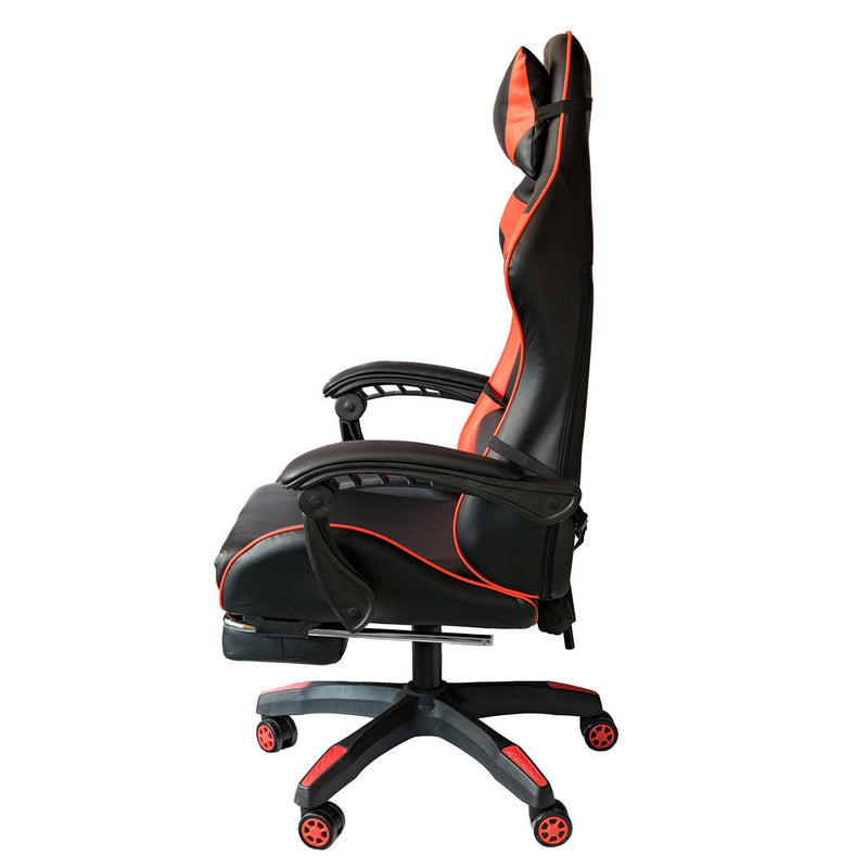 Sedia da Gaming Ergonomica 64x53x122-133 cm con Poggiapiedi in Similpelle Rossa