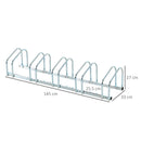 Rastrelliera Porta Biciclette 5 Posti 145×33×27 cm in Acciaio Argento