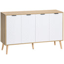 Mobile Contenitore 120x35x77.4 cm con 2 Armadietti a Ripiani Regolabili in Legno di Pino e Bianco      