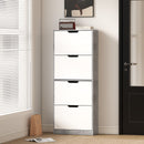 Scarpiera Salvaspazio Moderna 62,5x26x156 cm a 4 Ante per 16 Paia di Scarpe Grigio Cemento      